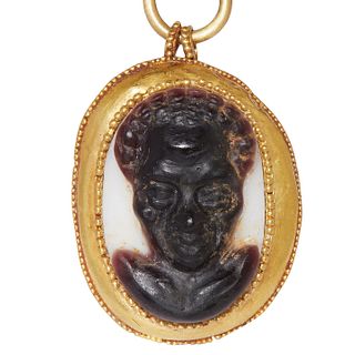 IMPORTANT AND RARE ANCIENT ROMAN GOLD CAMEO PENDANT