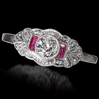 ART-DECO RUBY AND DIAMOND RING