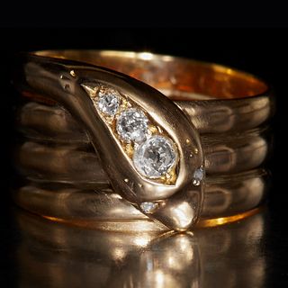 HEAVY ANTIQUE DIAMOND SNAKE RING