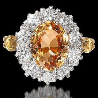 FINE TOPAZ AND DIAMOND CLUSTER RING