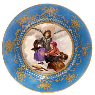 19th C. SEVRES HAND PAINTED PORCELAIN PLATE