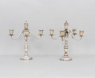 Pair of Weighted Sterling 950 5-light Candelabra.