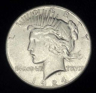 1924-S Peace Silver Dollar AU+