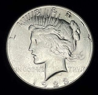 1923-S Peace Silver Dollar AU+