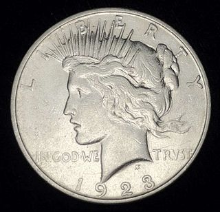 1923-D Peace Silver Dollar AU+