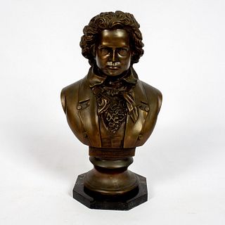 Vintage Large Brass Bust, Beethoven
