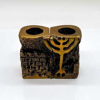 Pair of Avigdor Judaica Brass Candlestick Holders
