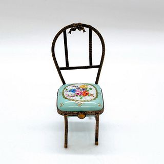 ML Limoges Porcelain and Metal Charm Box, Chair