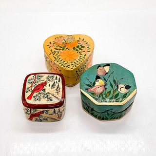3pc Handmade and Painted Charm Boxes from Kashmir India