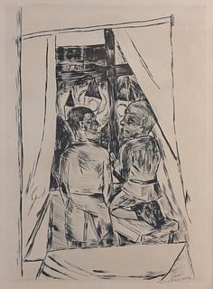 Max Beckmann, "Kinder am Fenster" Drypoint