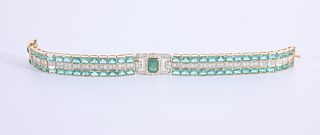 14K Gold Emerald & Diamond Bracelet