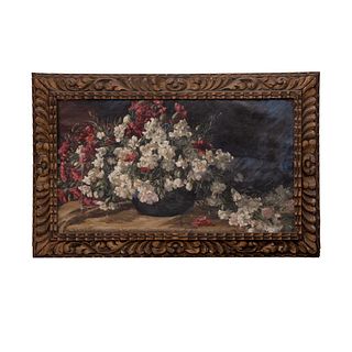 JOSÉ FABRÉS DE PEÓN. Bouquet. Firmado y fechado Roma 1923. Óleo sobre tela. 56 x 97 cm