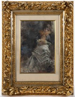 GIOVANNI BOLDINI (ITALIAN, 1842-1931) "SEATED LADY" 