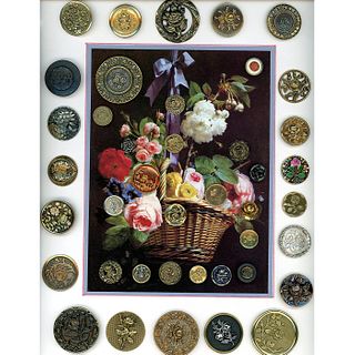 2 CARDS OF ASSORTED MATERIAL FLORAL BUTTONS
