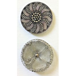 A SMALL CARD OF DIVISION ONE LACY GLASS BUTTONS