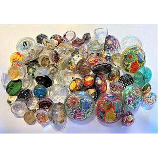 BAG LOT OF MOSTLY DIV 3-TWO PIECE CZECH GLASS BUTTONS