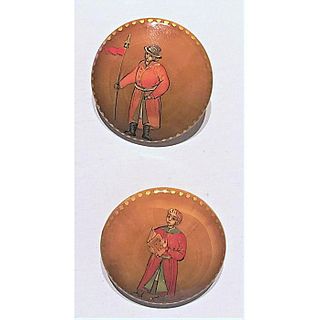 A SMALL CARD OF DIV.3 RUSSIAN HAND PAINTED WOOD BUTTONS