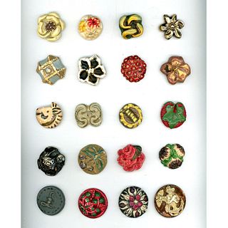 A CARD OF DIVISION THREE PLASTER BUTTONS