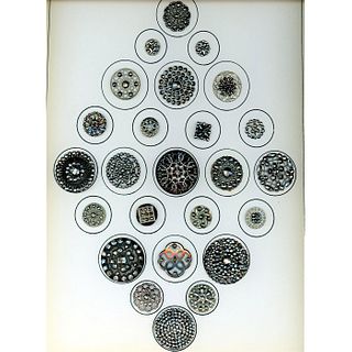 A CARD OF DIVISION ONE ASSORTED STEEL BUTTONS