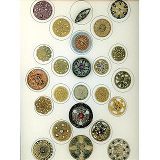 A CARD OF DIVISION ONE METAL BUTTONS INCL. PICTORIAL.