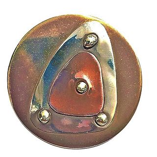 A DIV 1 LATE ARTS AND CRAFTS EARLY DECO COPPER BUTTON