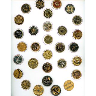 A CARD OF DIVISION ONE ASSORTED METAL BUTTONS