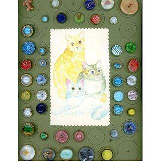 2 CARDS OF DIVISION 3 VINTAGE & MODERN GLASS BUTTONS