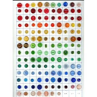 2 CARDS OF DIVISION THREE COLORED GLASS BUTTONS