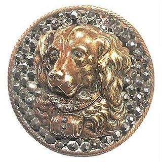 A DIVISION ONE SCARCE BRASS AND STEEL DOG BUTTON