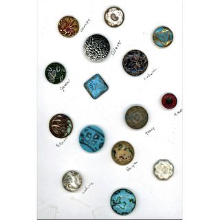 A CARD OF DIVISION ONE ASSORTED VICTORIAN GLASS BUTTONS