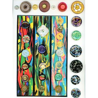 8 CARDS OF ASSORTED COLORFUL PLASTIC BUTTONS