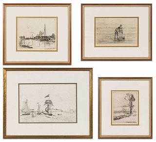 ASSORTED NAUTICAL / LANDSCAPE ETCHINGS, LOT OF FOUR
