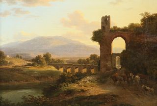 Ramsay Reinagle Oil on Canvas Claudian Aqueduct