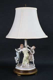 Dresden Porcelain Lamp Maidens Dancing