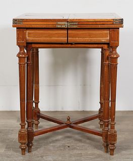 Regency Fold-Out Leather Inset Game Table