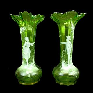 Pair of Antique Mary Gregory Vases