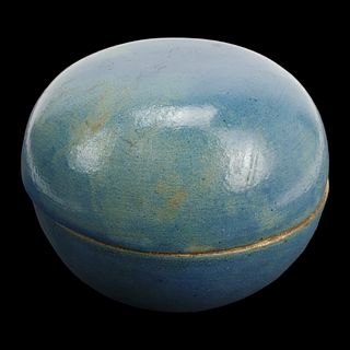 Antique Chinese Blue Glaze Covered Box