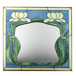 Vintage Art Nouveau Style Leaded Glass Mirror