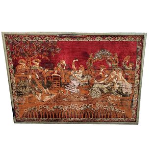 Large Vintage Russian Pictorial Wool Carpet