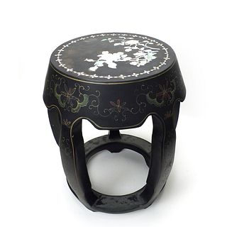 Chinese Black Lacquer Garden Seat