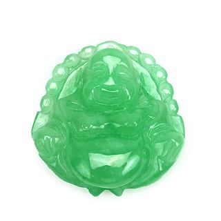 Chinese Carved Apple Green Jade Pendant