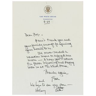 Bill, Hillary, and Chelsea Clinton Autograph Letter Signed