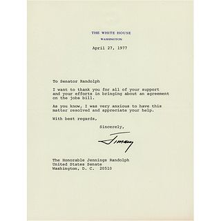 Jimmy Carter Typed Letter Signed as President