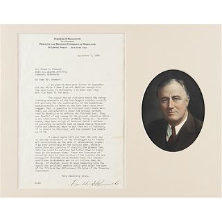 Franklin D. Roosevelt Typed Letter Signed on Prohibition