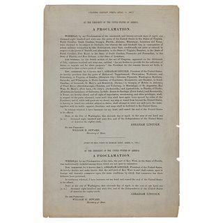 Abraham Lincoln Rare Printing of Last Proclamations