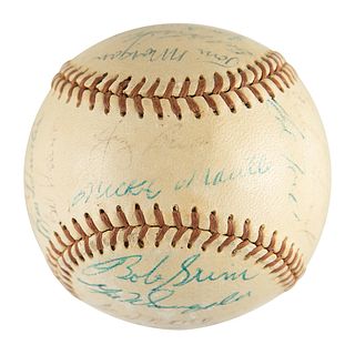 NY Yankees: 1955 Team-Signed Baseball w/ Mantle, Ford, Berra
