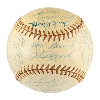 NY Yankees: 1956 Team-Signed Baseball w/ Mantle, Berra, Ford