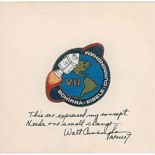 Apollo 7 Insignia Artwork Signed by Walt Cunningham