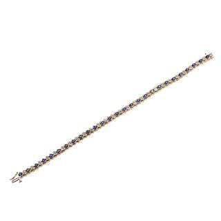 14k Gold Diamond Sapphire Tennis Bracelet