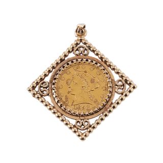 14k Gold 1853 2.5 Dollar Liberty Head Coin Pendant